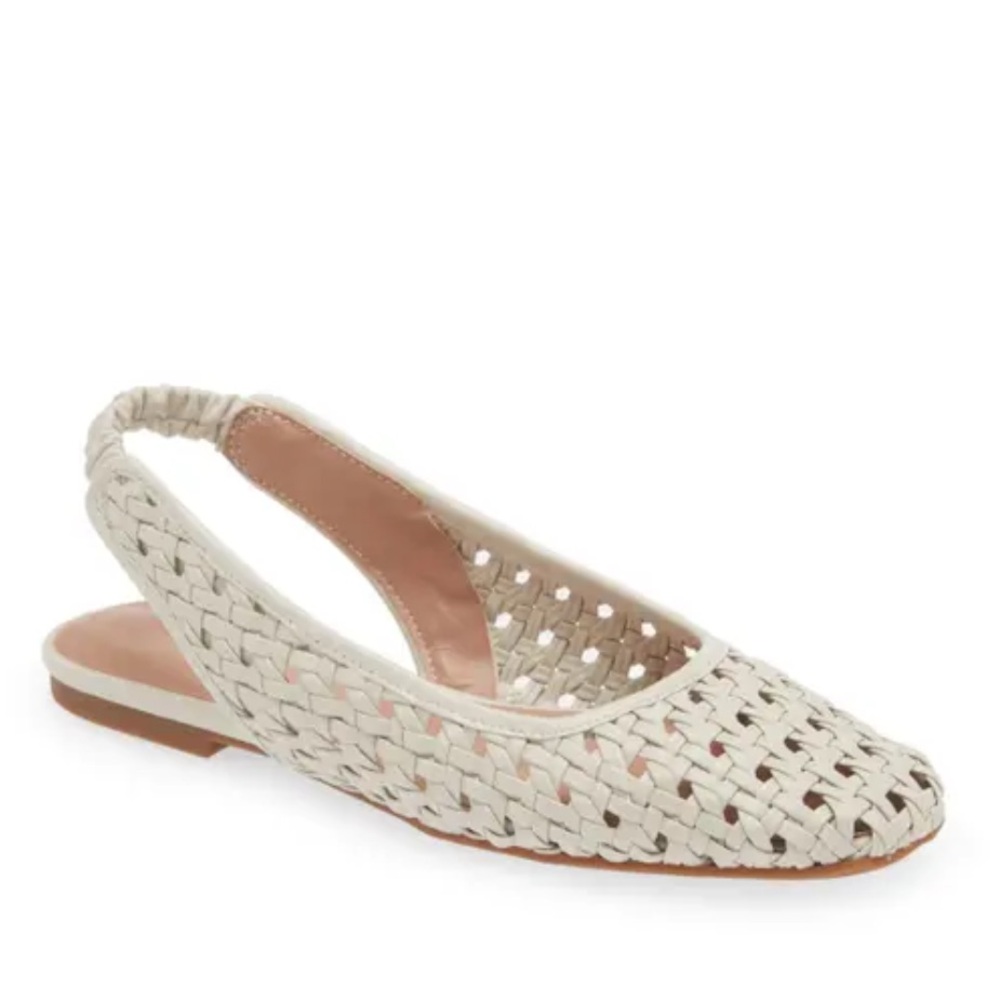 Nordstrom Arabella Woven Slingback Flat in Cream
